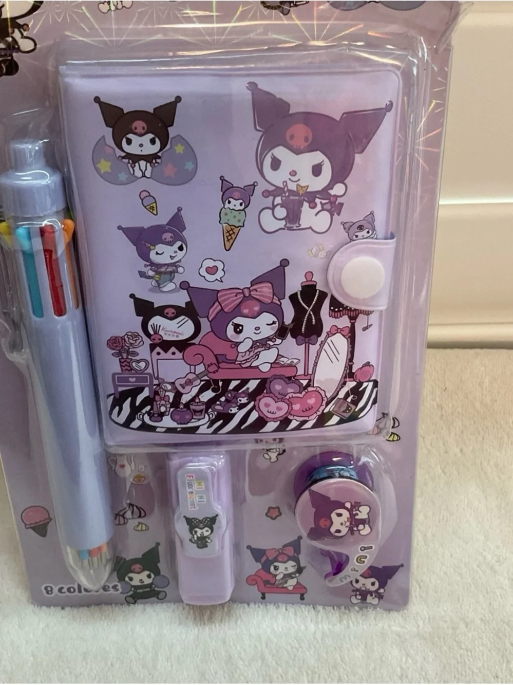 Purple Kuromi-Themed Kids Stationery Set by Sanrio